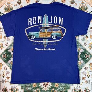 Ron Jon Surf Shop Clearwater Beach T Shirt Mens Blue Graphic‎ Tee